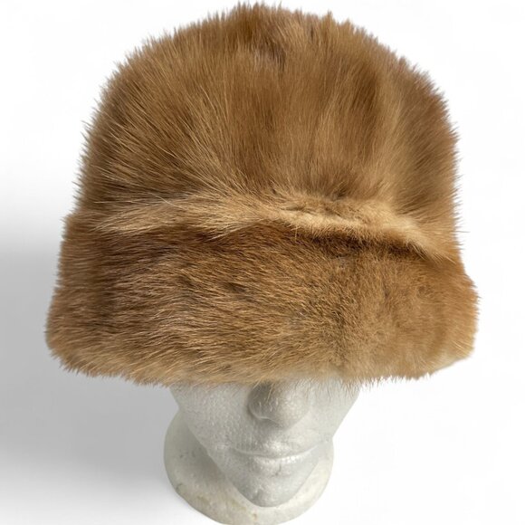 Vintage Mink Fur Hat Brown Women's Walnut Brown - Picture 3 of 8